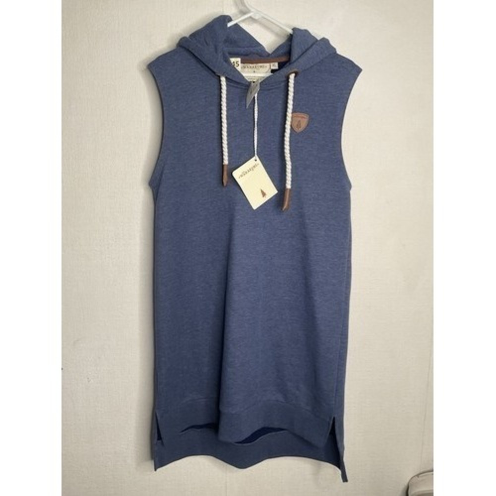 NWT Wanakome Indigo Hooded Drawstring Rope‎ String Hoodie Dress Women XL Turkey